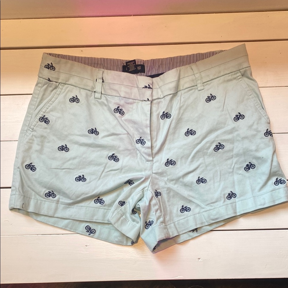 Women's Light Blue British Khaki Bicycle Print Shorts